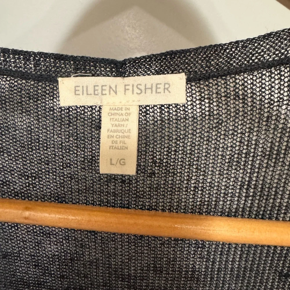 Eileen Fisher Black Mesh Knit Top - Picture 2 of 3